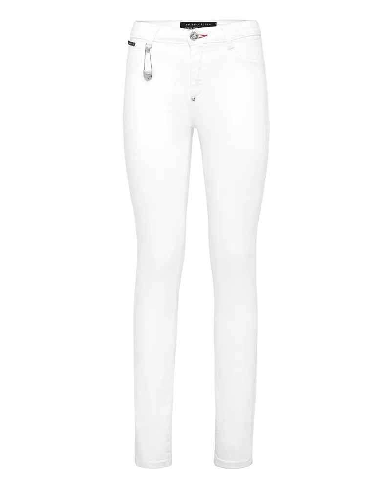 Philipp Plein High‑Waist Jeggings "Iconic Plein" - Weiß Weiß