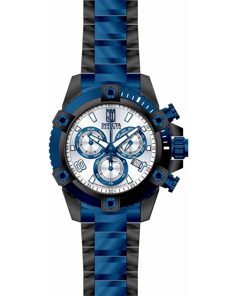 Invicta Jason Taylor 51277 Herrenuhr - Quarzwerk - Edelstahl mit silbernem Zifferblatt - 50 mm Schwarz