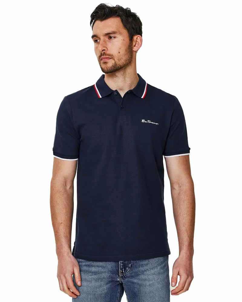 Ben Sherman Herren Polohemd mit Spitze Marineblau