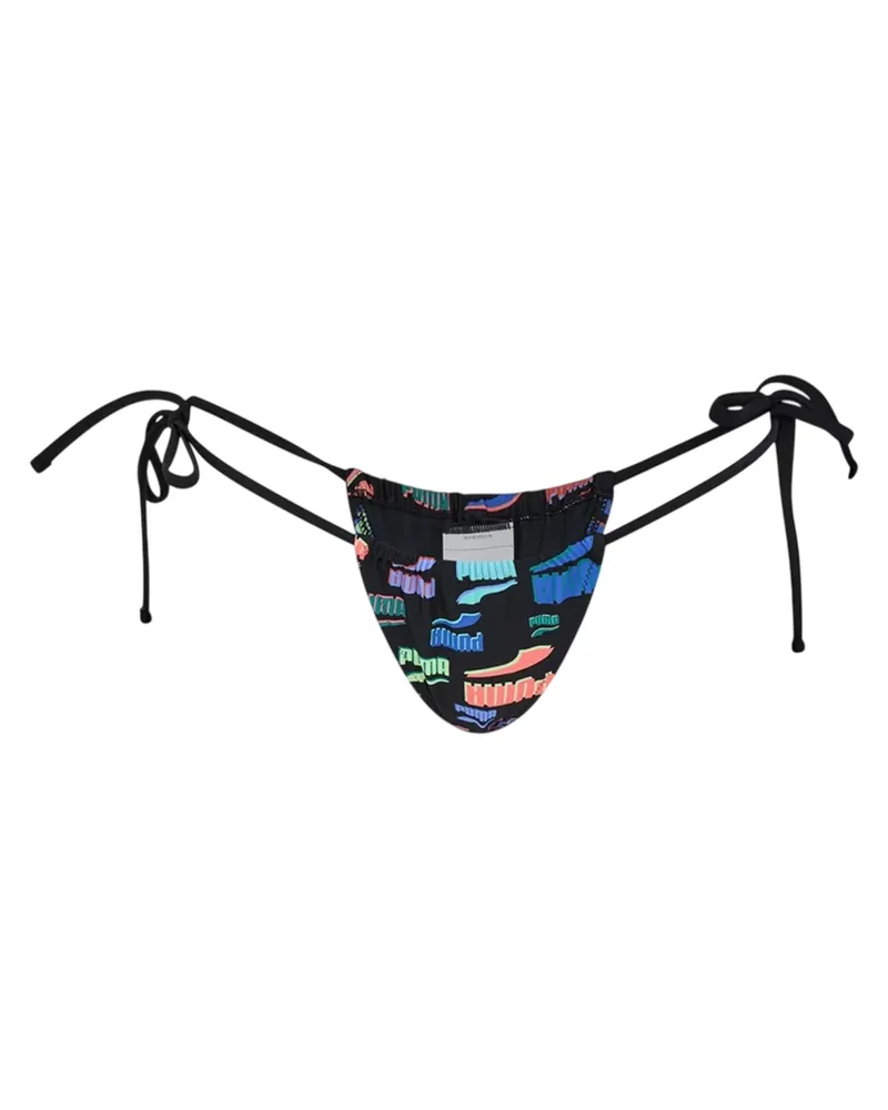 Puma Tanga" Bikinihöschen für Damen, Seitlich gebunden (Schwarz/Bunt Schwarz