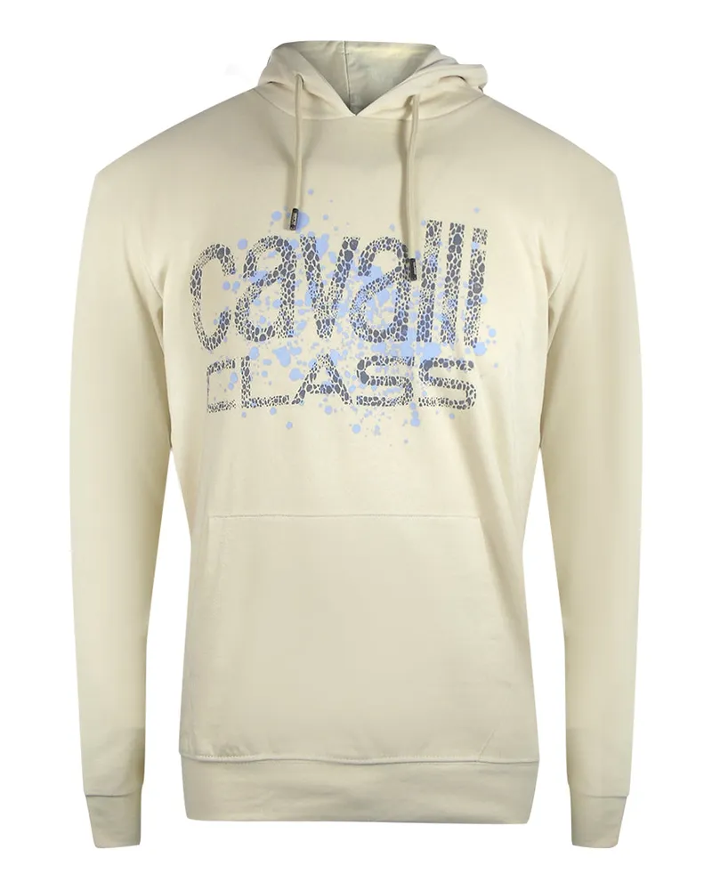 Roberto Cavalli Kapuzenpullover In Beige Mit Gesprühtem Logo Beige