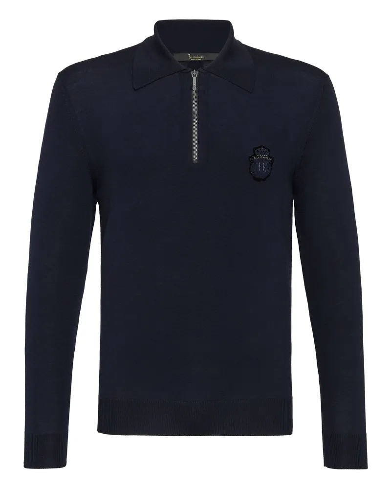 Billionaire Strickjacke Crest Dunkelblau