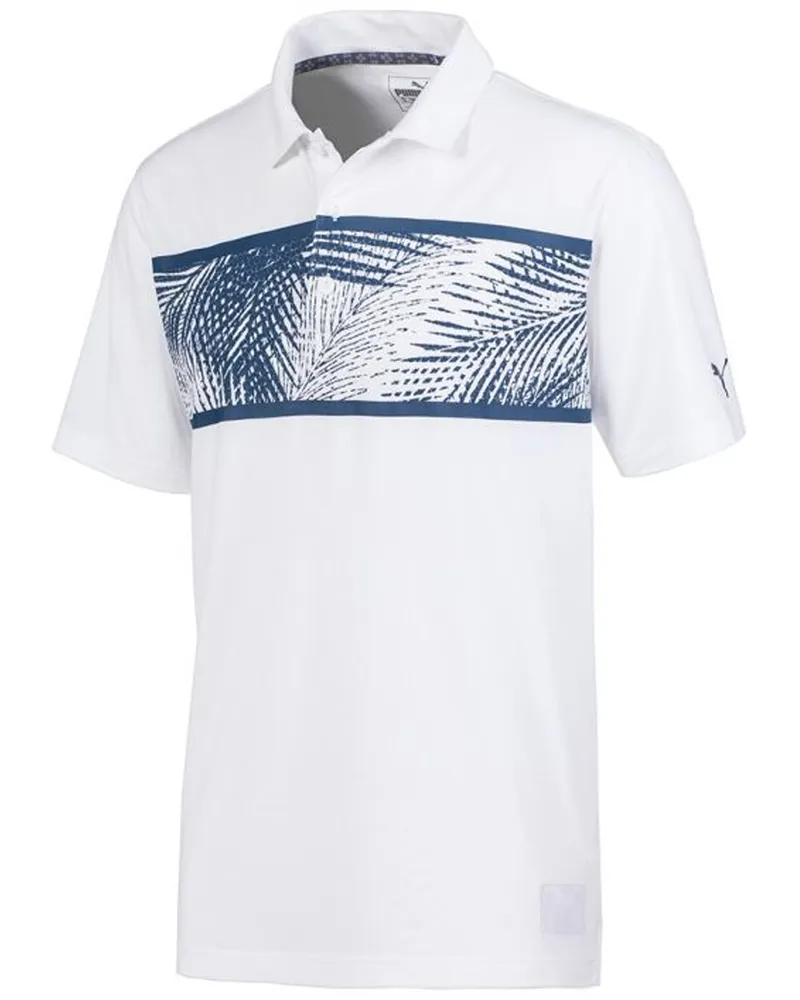 Puma Golf Drycell Performance Fit Palms Polo Kurzarm Herren Top 596376 01 Weiß