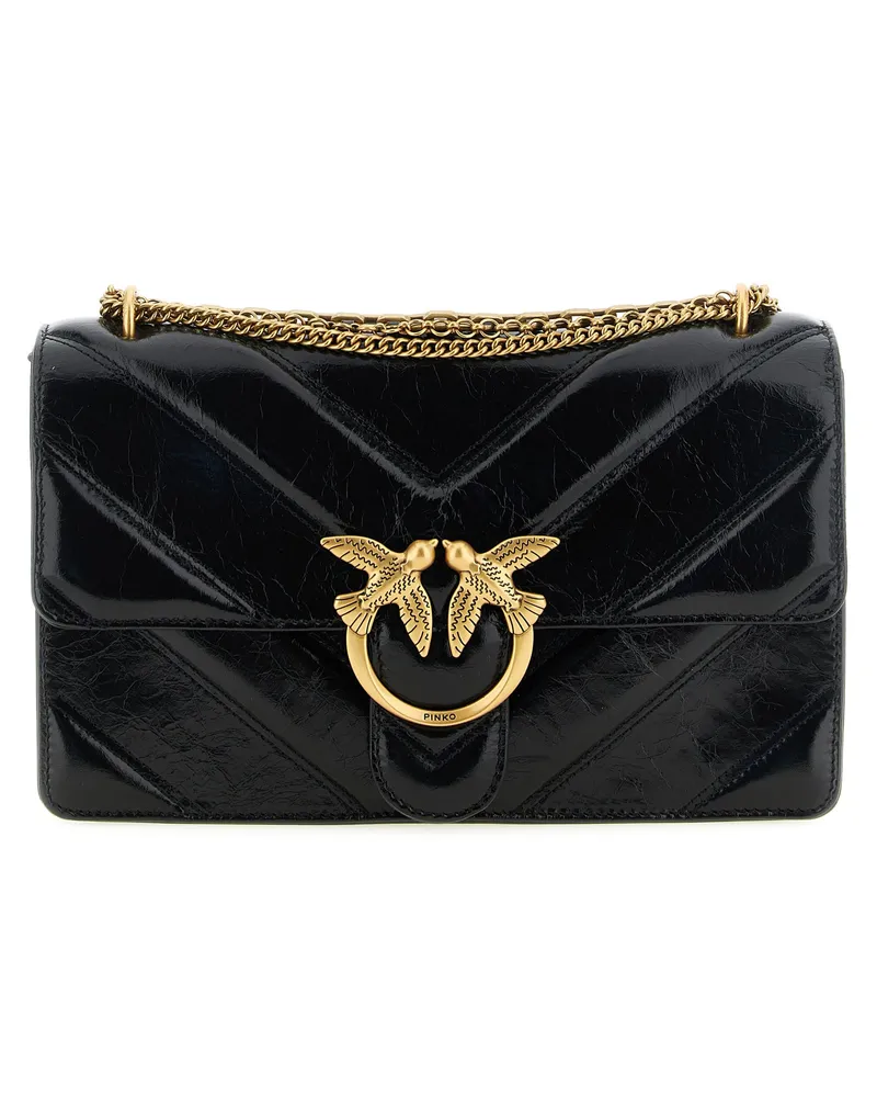 Pinko Schultertasche aus schwarzem Kalbsleder Schwarz