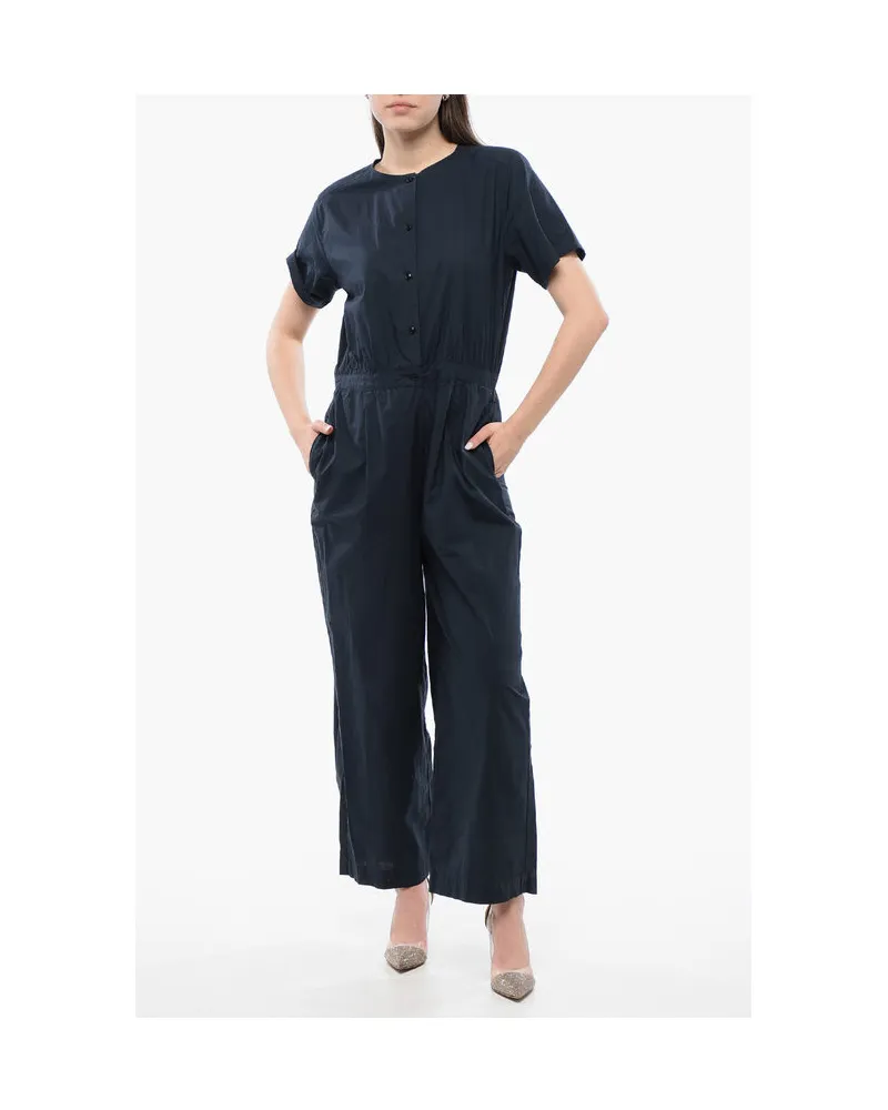 Woolrich Kurzärmliger Jumpsuit mit Knöpfen in Mitternachtsblau Dunkelblau