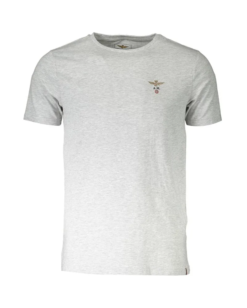 Aeronautica Militare Rundhals T-Shirt mit kurzen Ärmeln Hellgrau