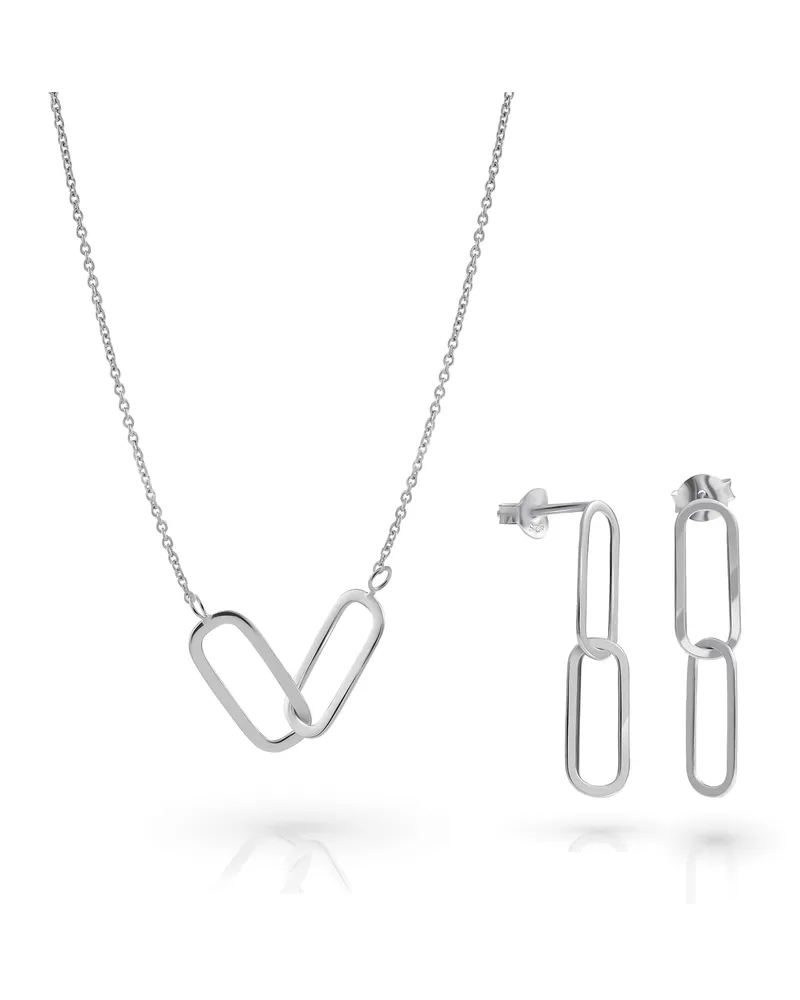 Orphelia Rose' Damen-Set aus 925er Sterlingsilber: Halskette + Ohrringe – Silber SET-7561 Silber