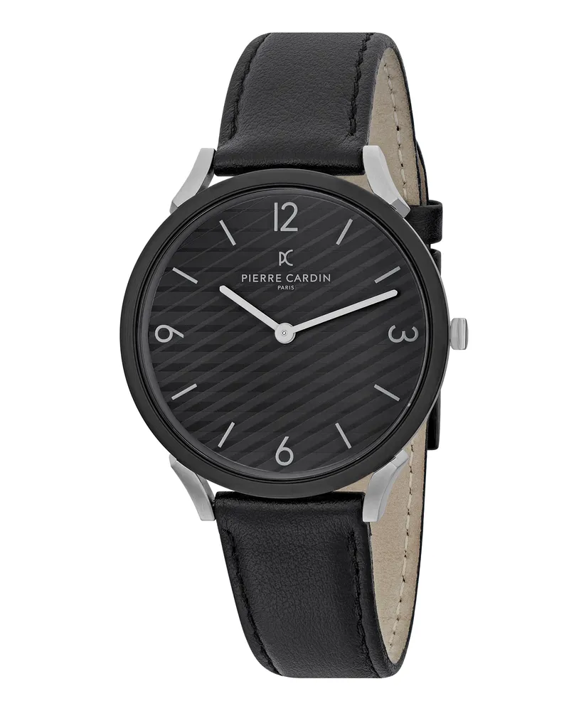 Pierre Cardin Pigalle Stripes Schwarz Herren Armbanduhr CPI.2018 Schwarz