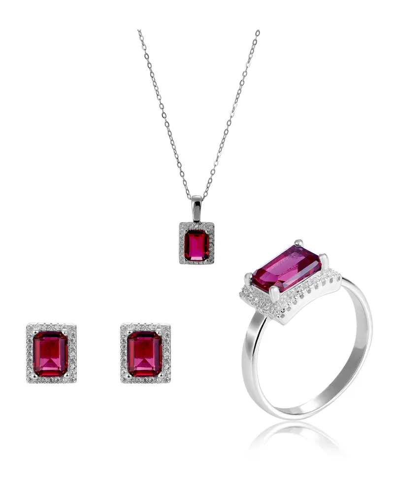 Orphelia Enora' Damen 925 Sterlingsilber Set: Halskette + Ohrringe + Ring - Silber SET-7425/RU Silber
