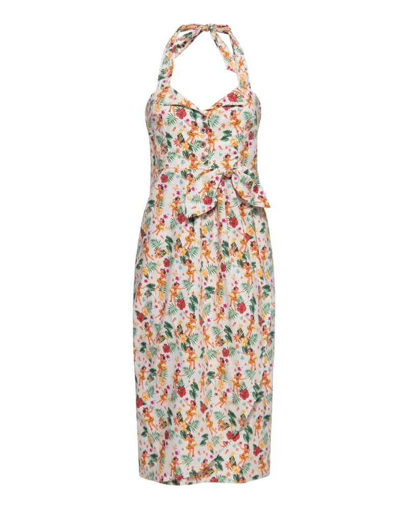 Queen Kerosin Damen Etuikleid Hula Girls Beige