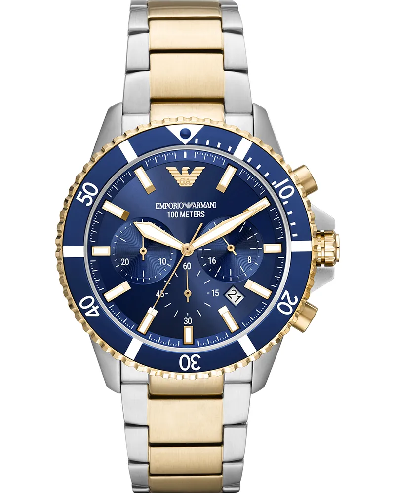 Emporio Armani Diver Mehrfarbig Herren Armbanduhr AR11362 Silber