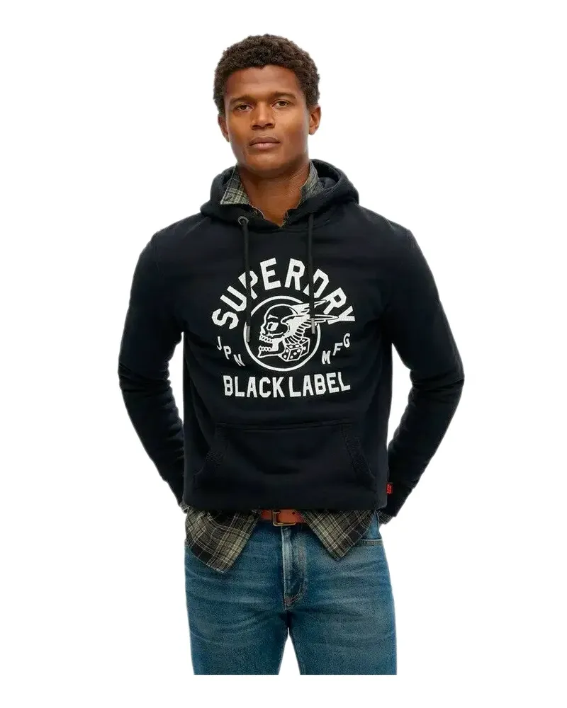 Superdry. Herren-Sweatshirt der Black Label-Reihe Schwarz