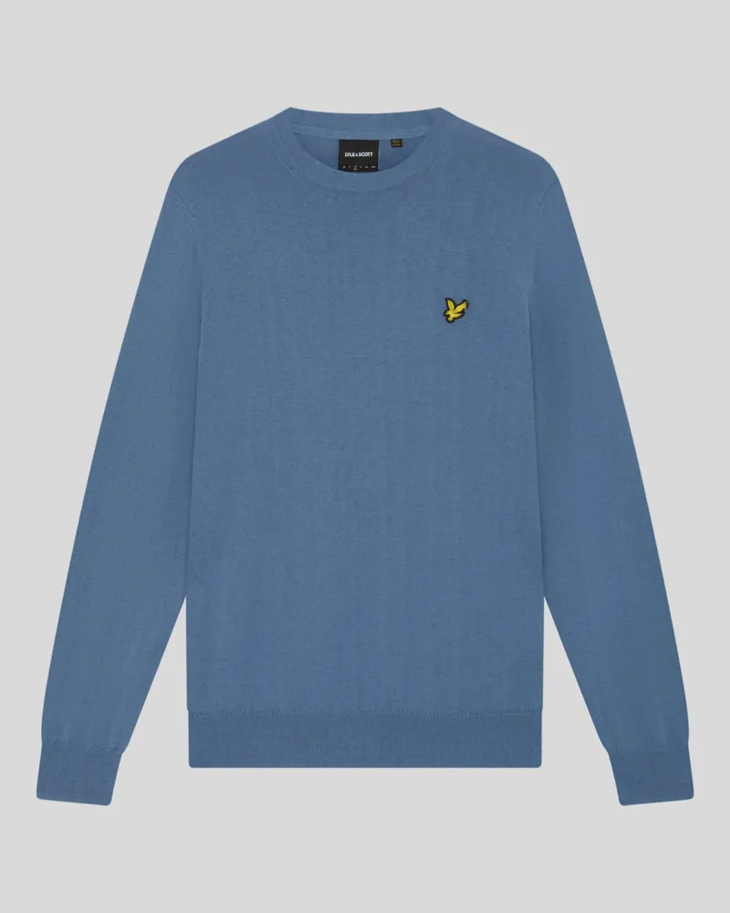 Lyle & Scott Baumwolle-Merinowolle-Rundhalspullover Blau