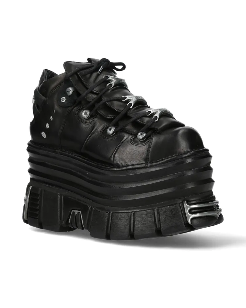 New Rock M-106-C181 Schwarze Gothic Punk-Stiefeletten mit klobiger Plateausohle Schwarz
