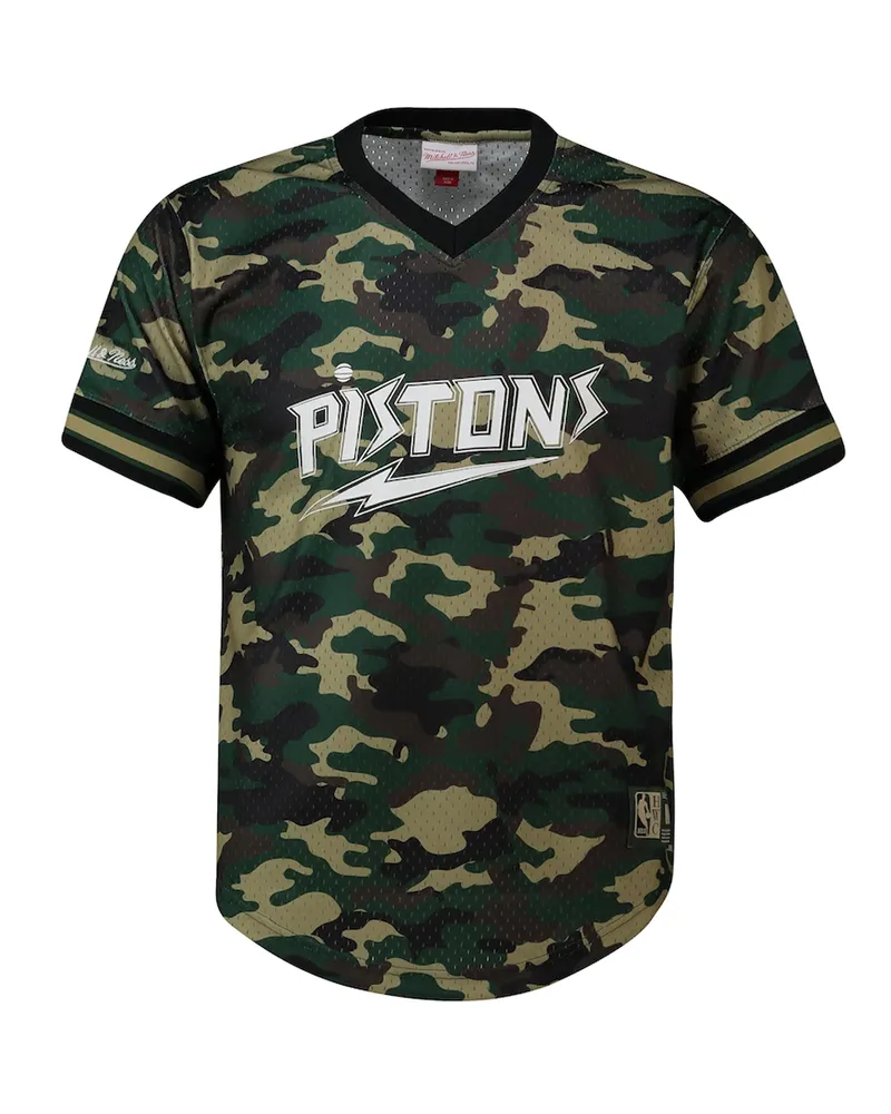 Mitchell & Ness NBA Detroit Pistons Herren Camo Mesh T-Shirt Grün