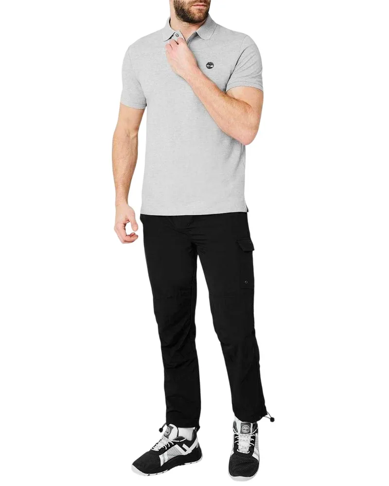 Timberland Miller" Poloshirt für Herren, kurzärmlig (Mittelgrau meliert Hellgrau