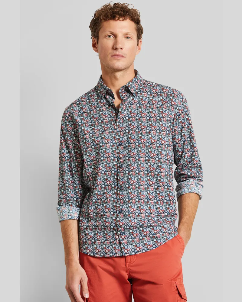 Bugatti Herren Freizeithemd mit Under-Button-Down Rostbraun