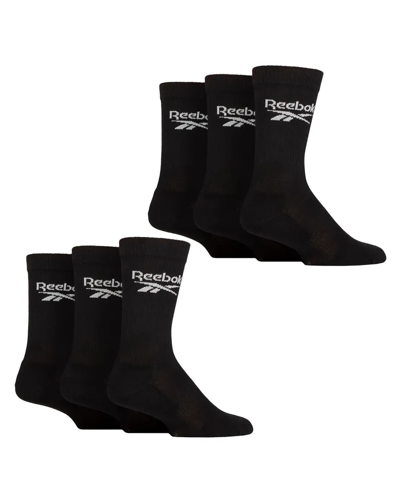 Reebok Rippensport Atmungsaktive Crew Socken für Herren und Damen Schwarz
