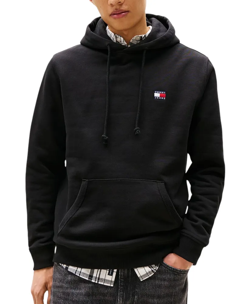 Tommy Hilfiger Kapuzenpullover mit kleiner Flagge - Reguläre Passform Schwarz