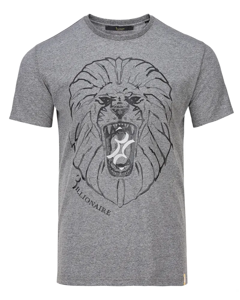 Billionaire T‑Shirt mit Rundhalsausschnitt und Löwenmotiv - Grau Grau