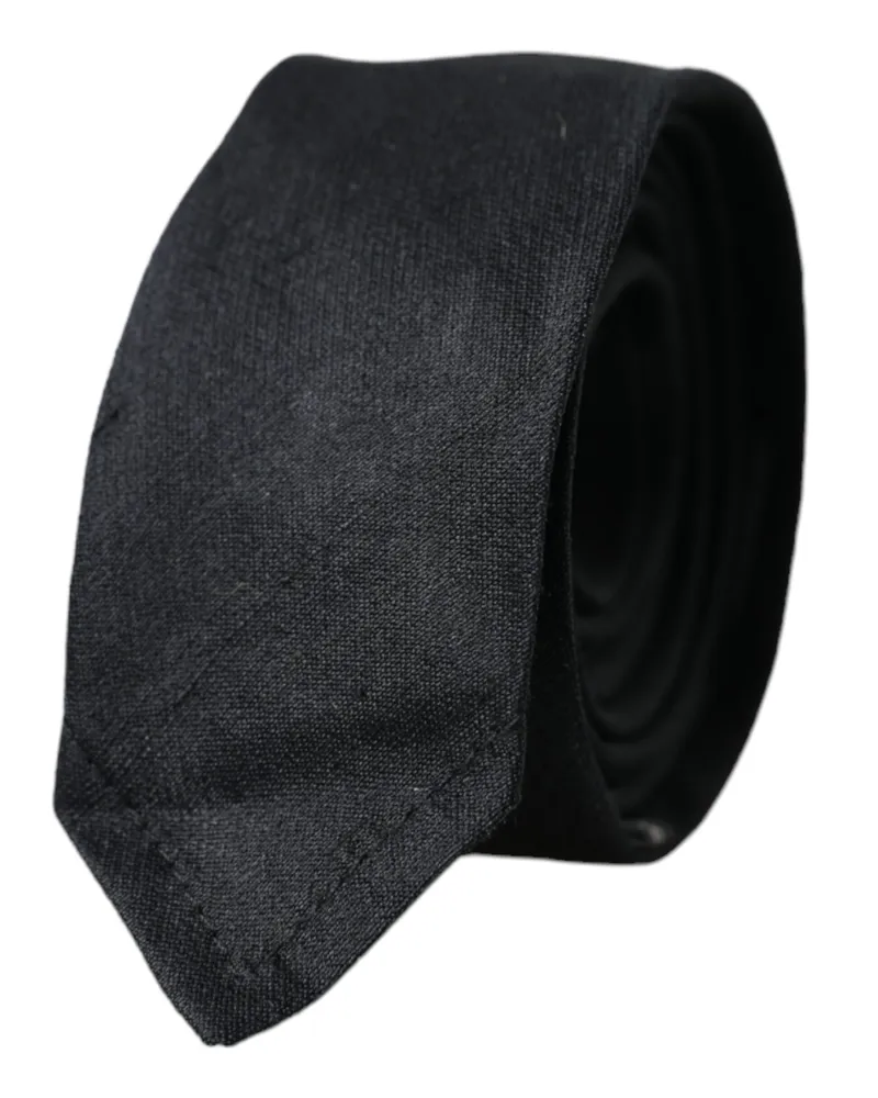 Dolce & Gabbana Schwarze einfarbige Krawatte aus 100 % Seide mit verstellbarem Band Schwarz