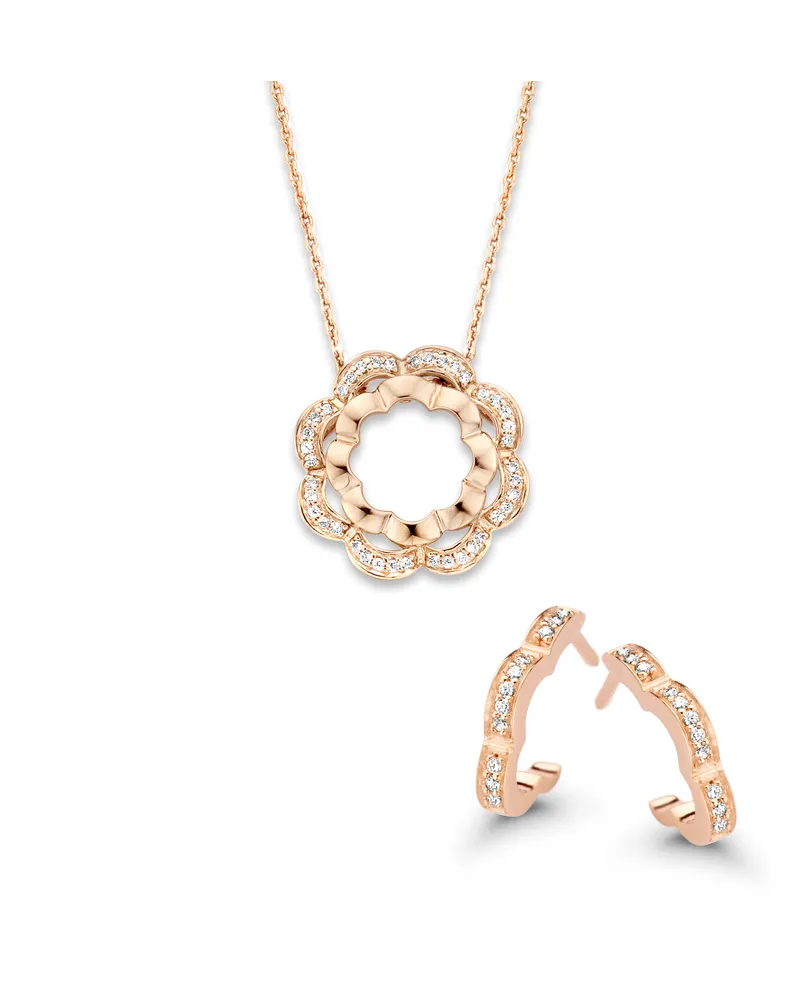 Orphelia Onyx' Damen 925 Sterling Silber Set: Kettenanhänger + Ohrringe - Rosé SET-7127/RG Rosé