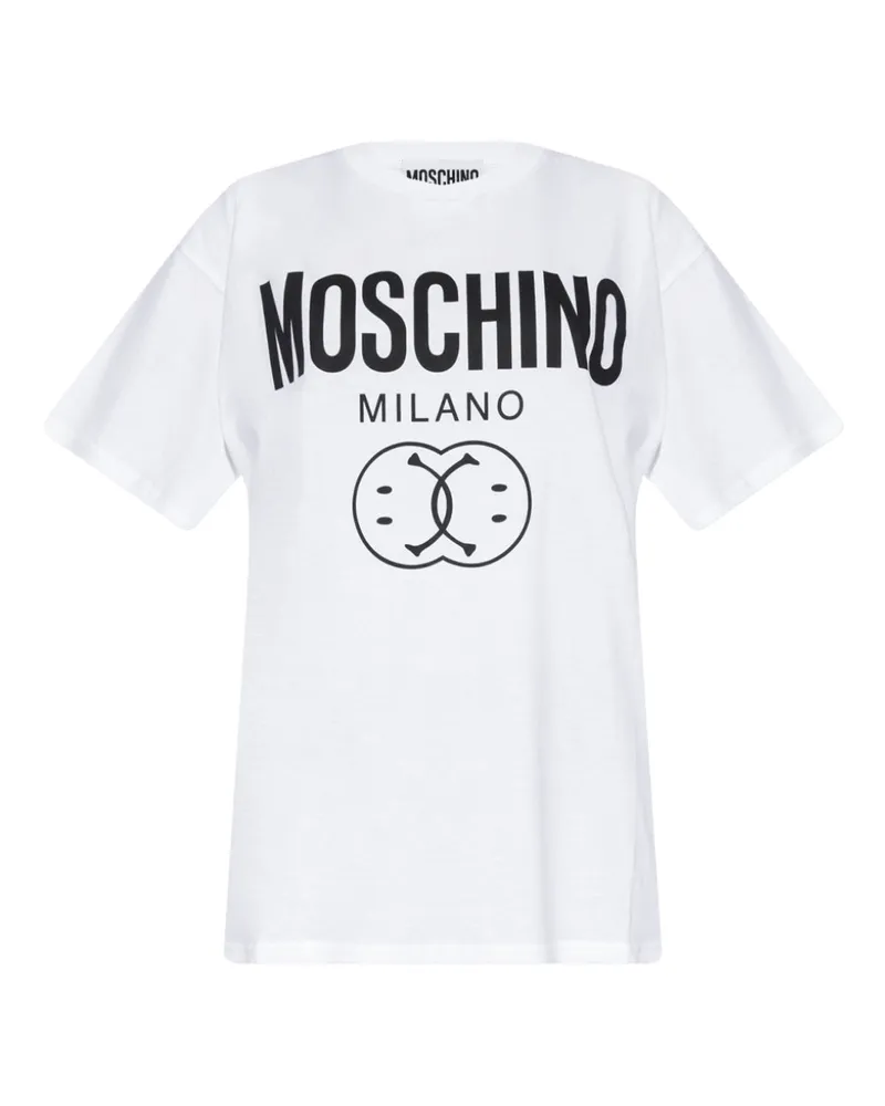 Moschino Weißes Oversize-t-shirt Mit Doppel-smiley Weiß
