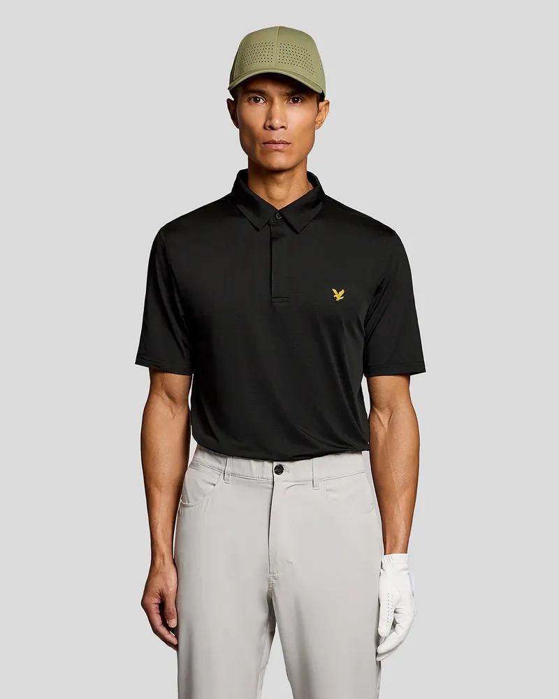 Lyle & Scott Golf-Poloshirt mit verdeckter Knopfleiste Schwarz