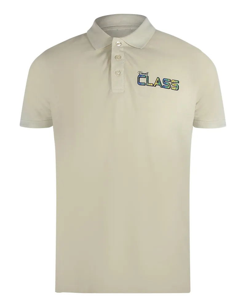 Roberto Cavalli Poloshirt Mit Leuchtendem Blumenlogo In Beige Und Sand Beige