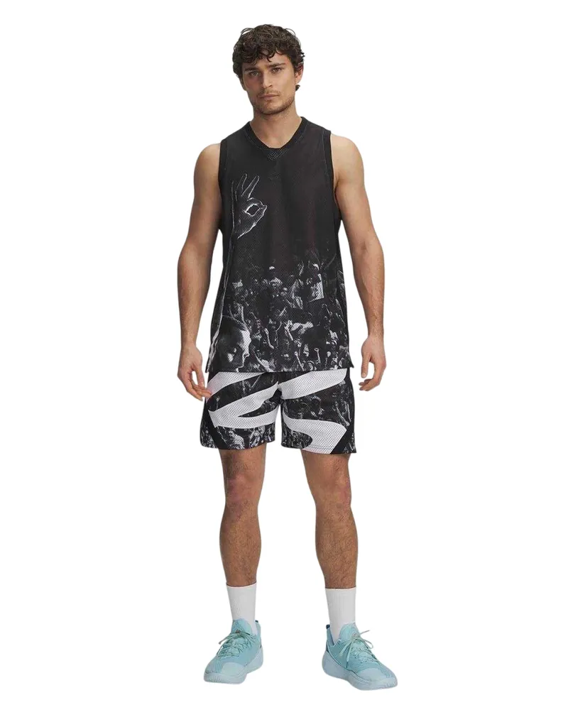 Under Armour Basketball-Shorts für Herren (Schwarz/Weiß Schwarz