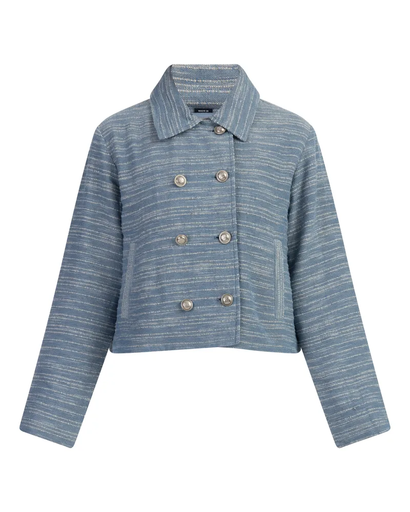 DreiMaster Kurze Carbanjacke Damen Blau Wollweiss Streifen Blau