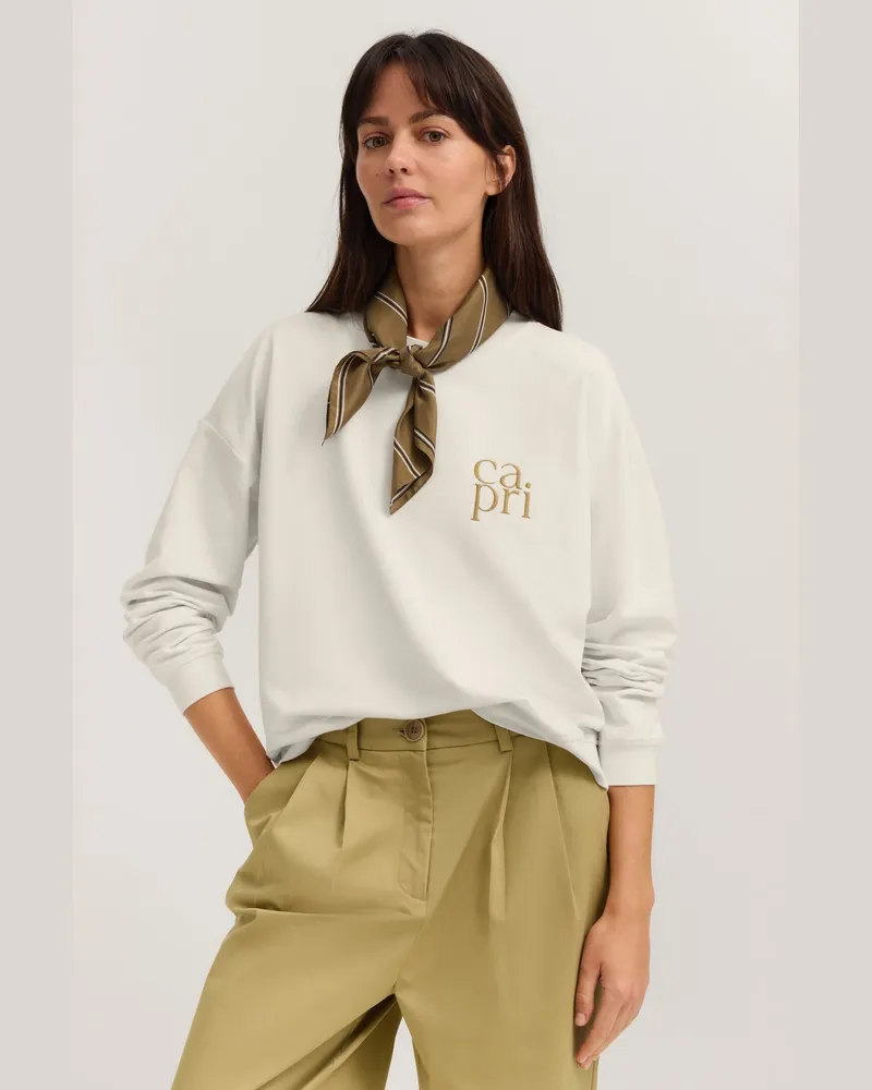 Bugatti Damen Sweatshirt aus elastischer Baumwollqualität Ecru