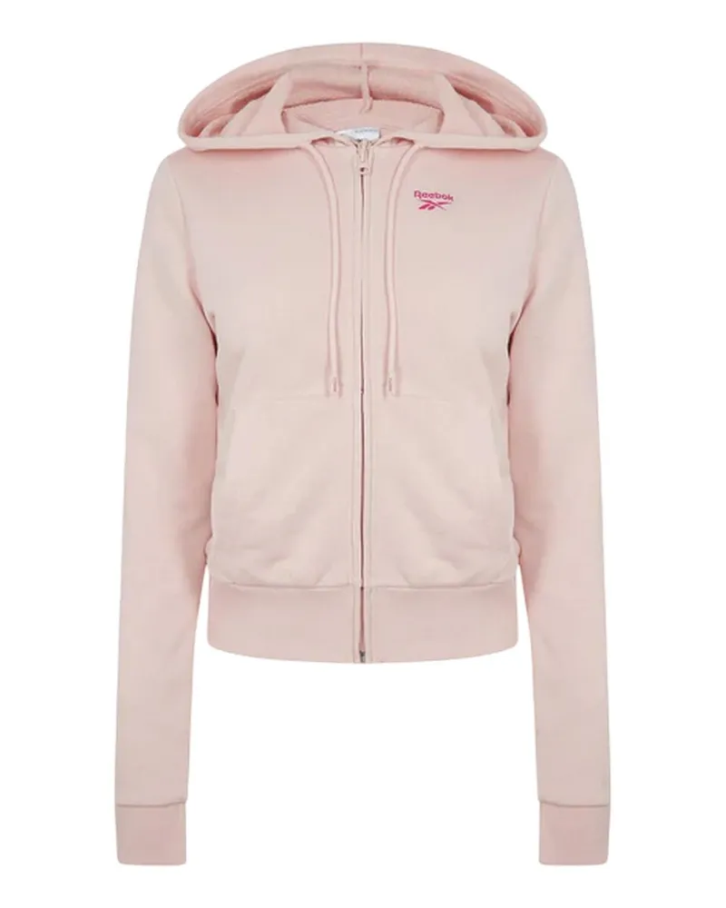 Reebok Hoodie mit durchgehendem Reißverschluss für Damen, Sweatshirt-Stoff, Regulär (Hellrosa Rosa