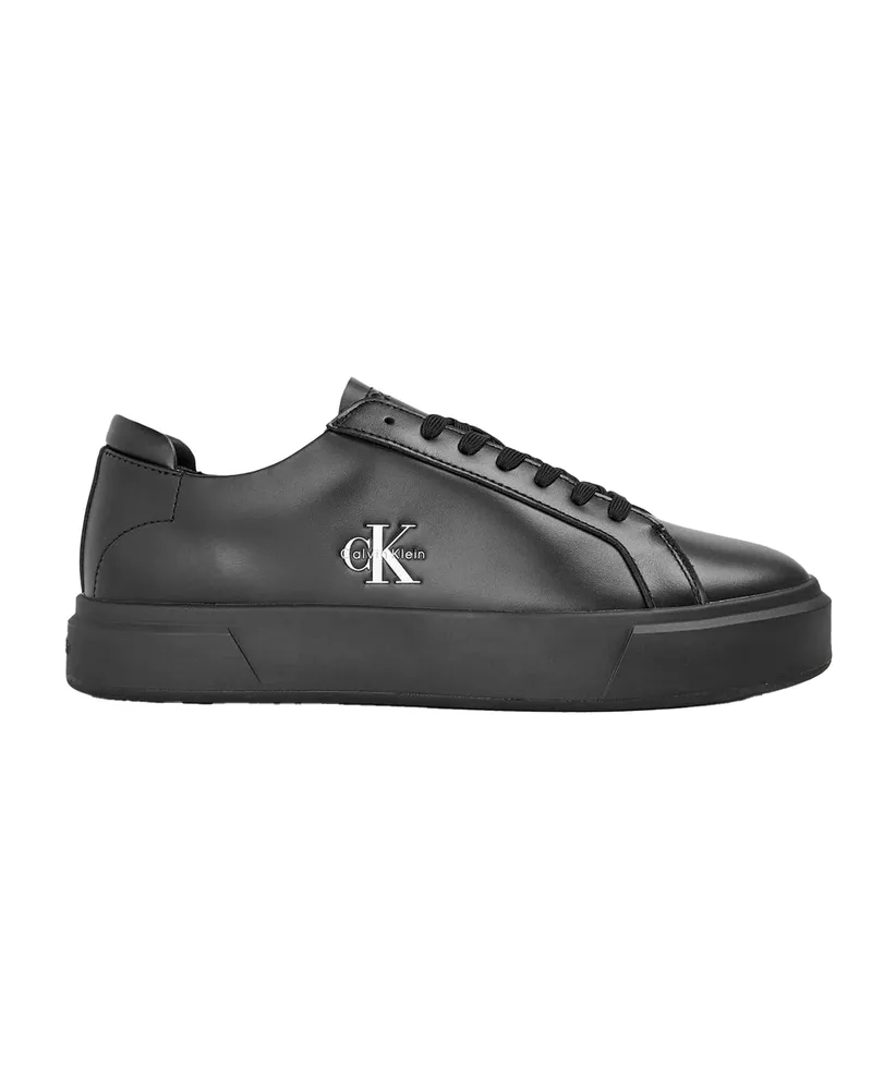 Calvin Klein Basket" Logo Spielplatz Turnschuhe für Herren, Cupsohle (Dreifaches Schwarz Schwarz