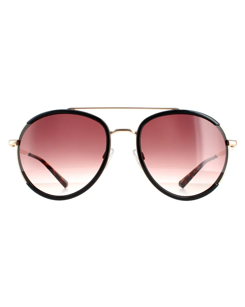 Ted Baker Aviator Damen Schwarz Gold Braun Gradient TB1638 Gaia Schwarz