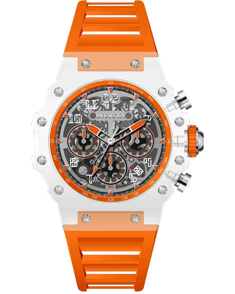 Invicta Racing 69679 Herrenuhr, Quarzwerk, Acrylgehäuse, silbernes Zifferblatt, 43 mm - Weiß Weiß