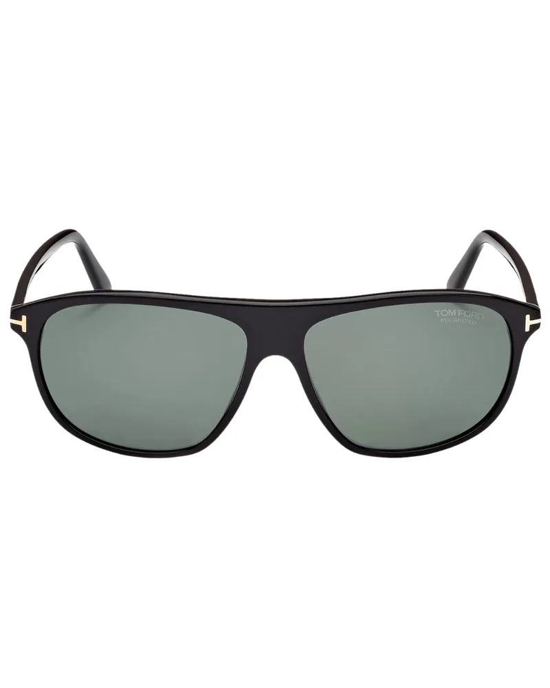 Tom Ford Prescott – Sonnenbrille in Grün mit polarisierten Gläsern und glänzendem Schwarz Schwarz