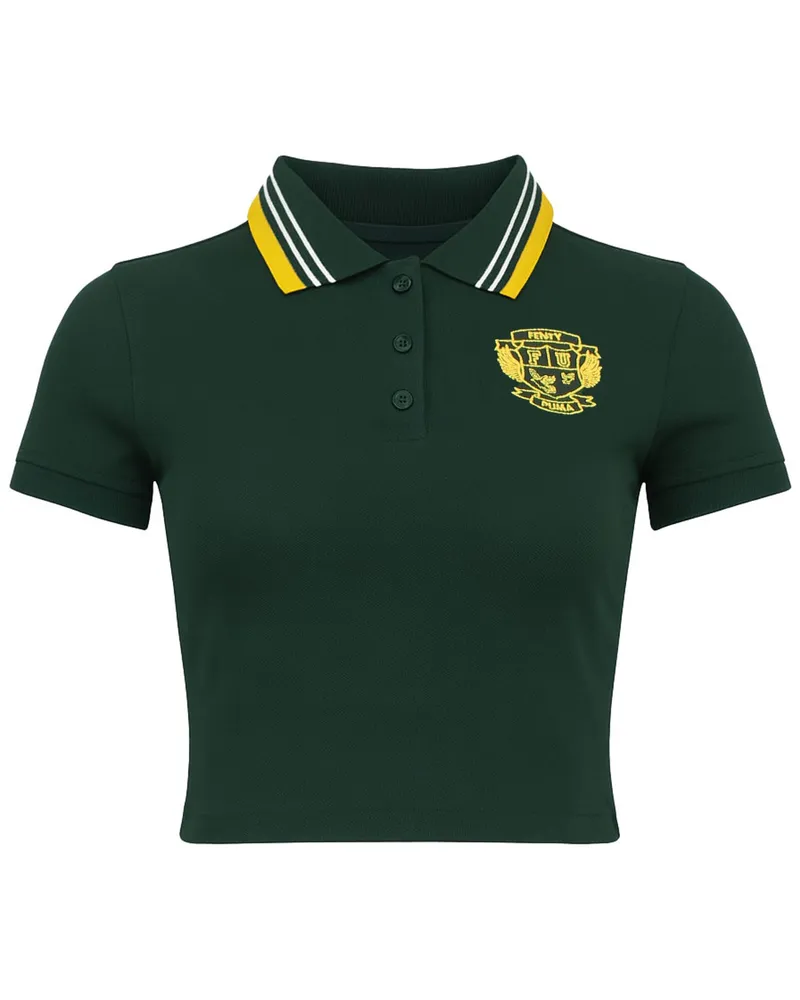 Puma x Rihanna Fenty Kurzärmliges Damen Polo-Shirt in Dunkelgrün Dunkelgrün