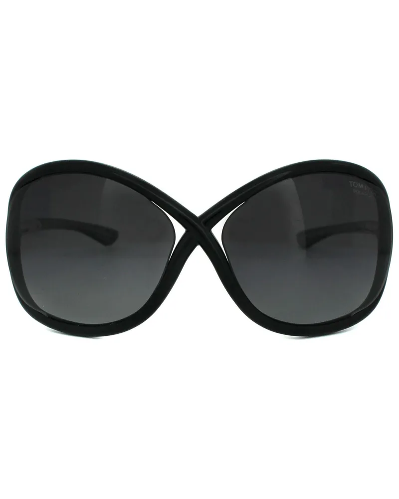 Tom Ford Butterfly Damen Sonnenbrille in glänzendem Schwarz und rauchgrau, polarisiert Schwarz