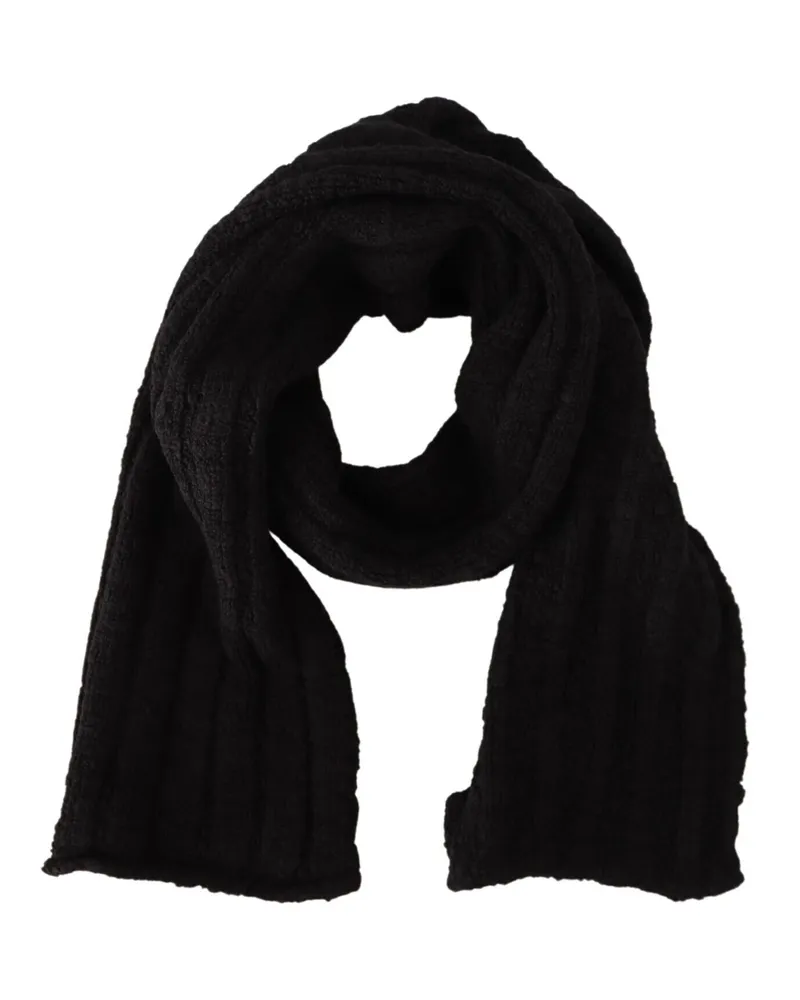 Dolce & Gabbana Black Virgin Wool Tritt Unisexe Châle chauffant Schwarz