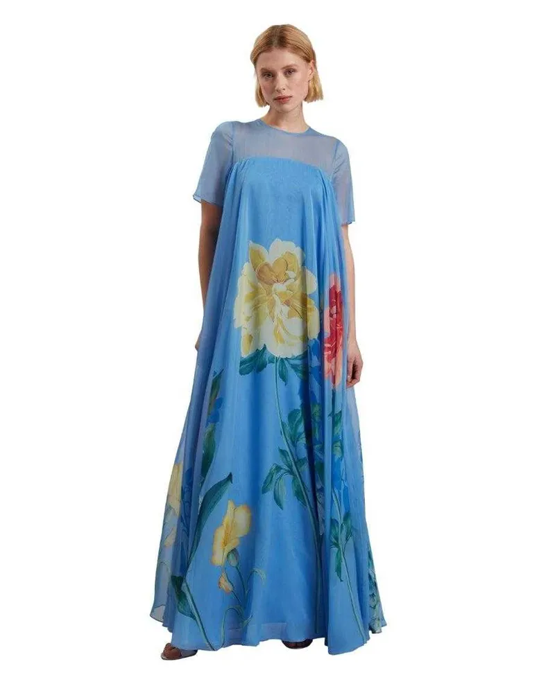 Ted Baker Marie" Maxikleid für Damen, Kurze Ärmel (Mittelblau Blau