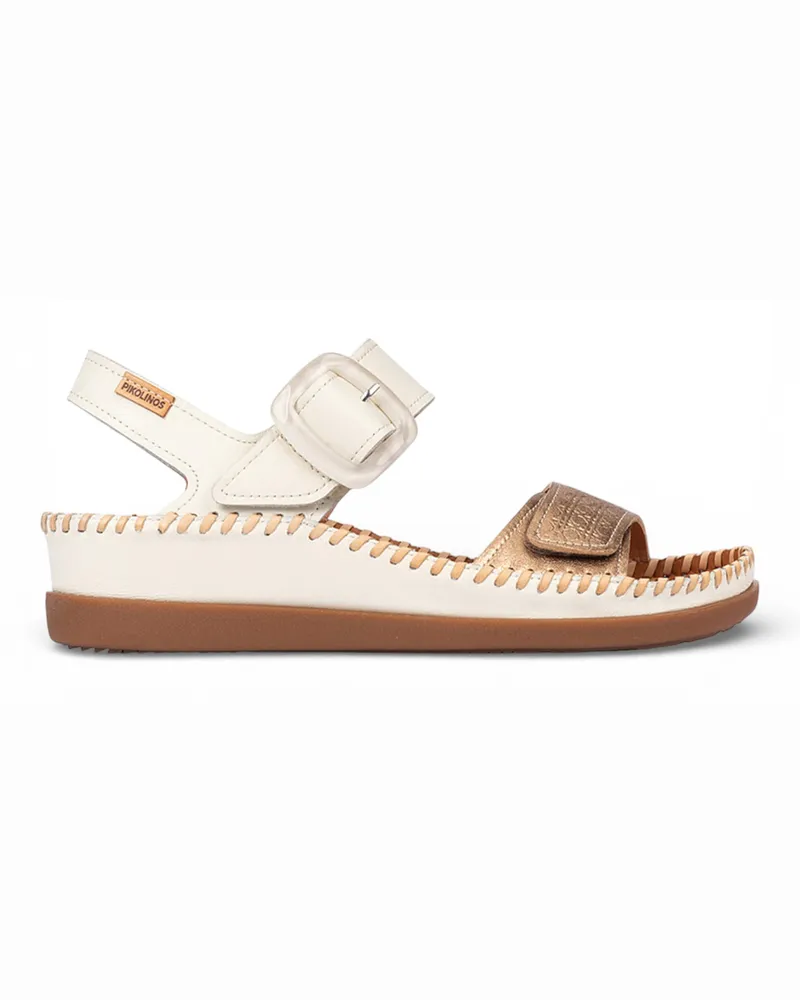 Pikolinos Damen leichte Keilsandalen aus Leder, Modell Cadaques - Weiß Weiß