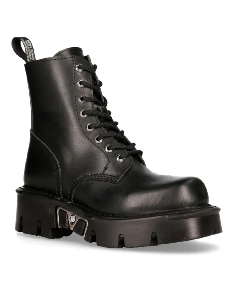 New Rock Unisex Schwarze Gothic-Militär-Bikerstiefel - MILI084N-S3 Schwarz
