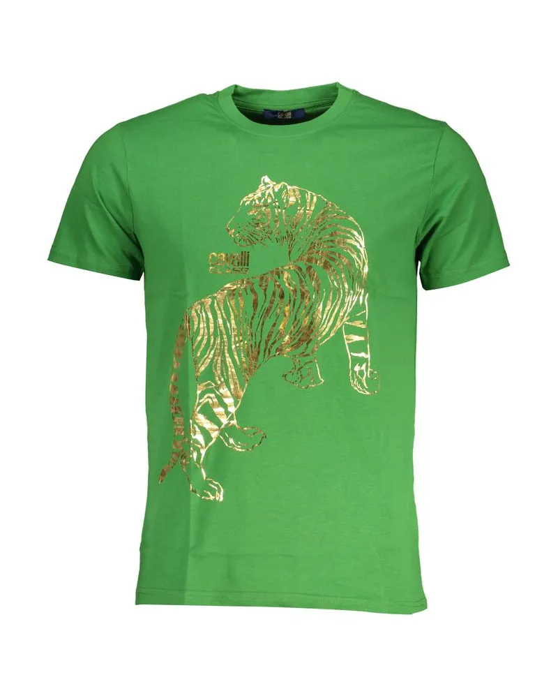 Roberto Cavalli Tigerdruck T-Shirt mit kurzen Ärmeln und Rundhalsausschnitt Grün