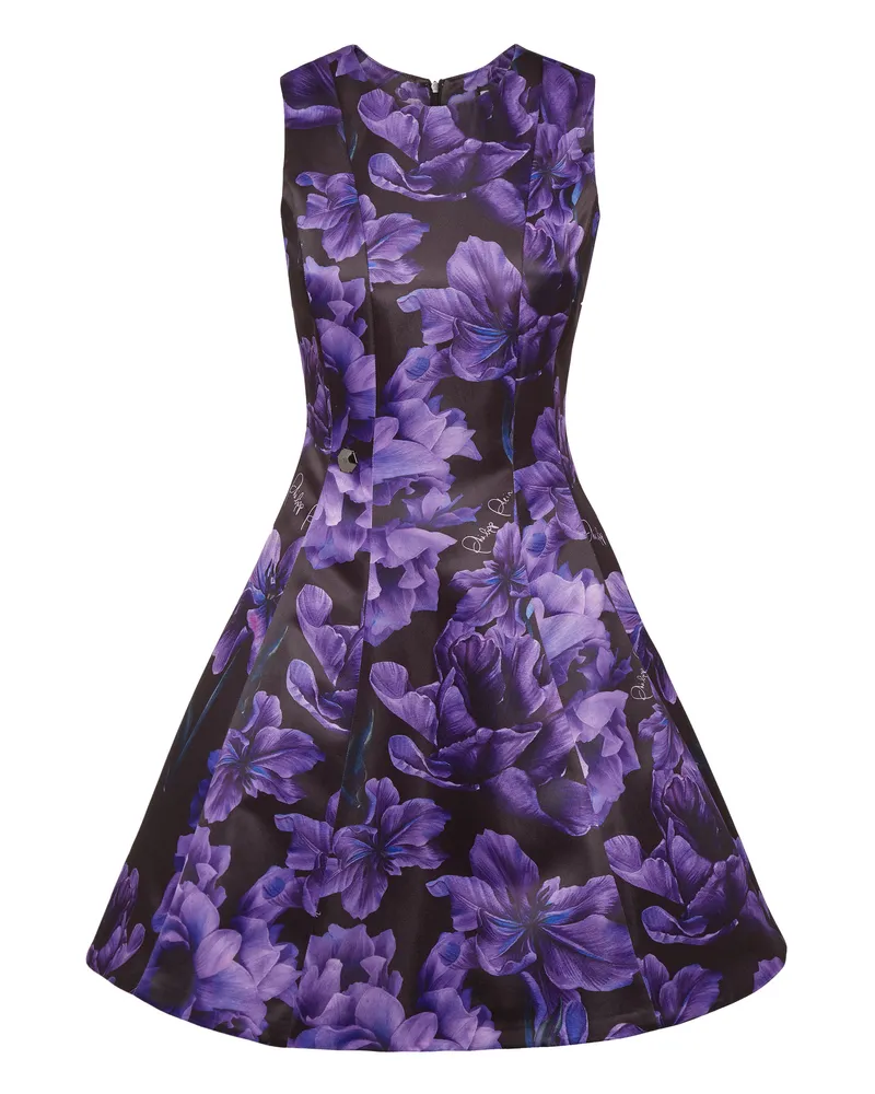 Philipp Plein Kleid Flowers Schwarz