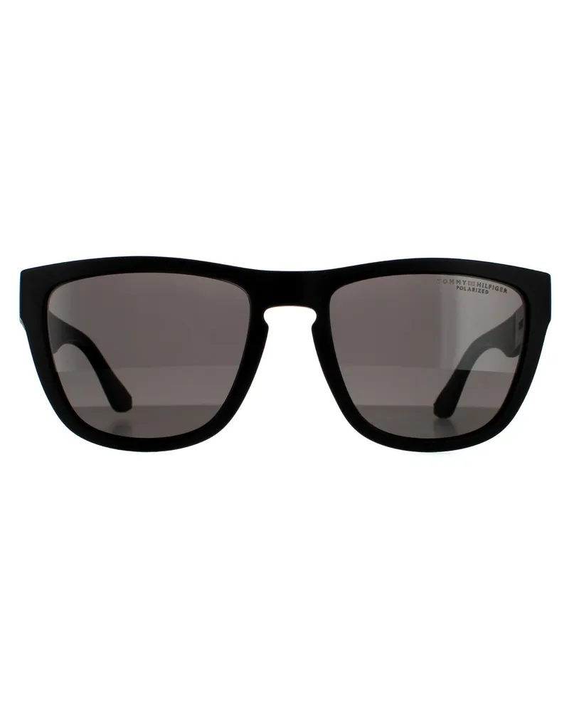 Tommy Hilfiger Square Mens Matte Schwarz Grau Polarisierte Sonnenbrille Schwarz