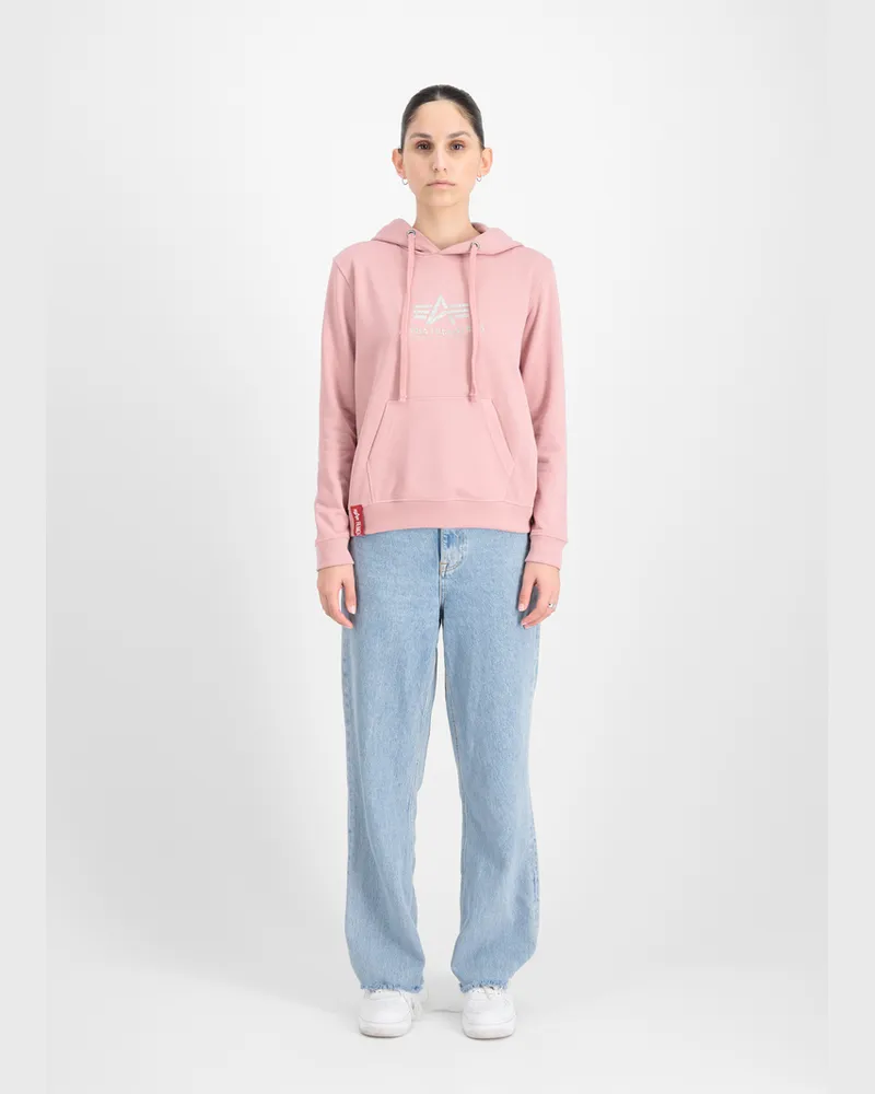 Alpha Industries New Basic Glitter Women Hoodie Hellrosa