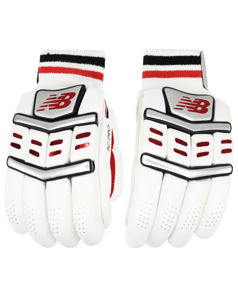 New Balance TC Pro Erwachsene Herren Weiße Cricket Schlaghandschuhe Weiß