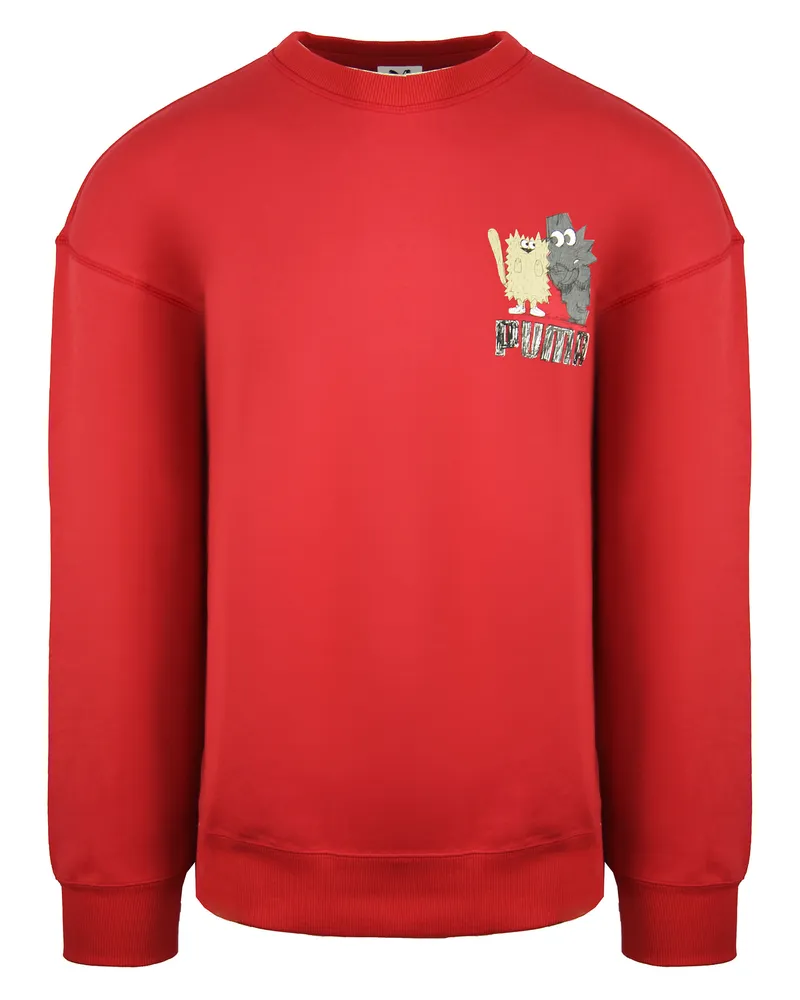 Puma x Michael Lau Long Sleeve Crew Hals Rote Herren Grafik Sweatshirt 530358 22 Rot