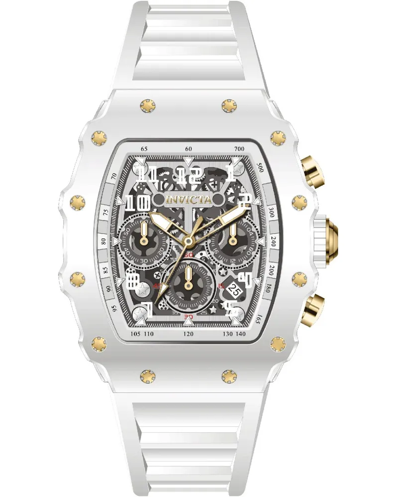 Invicta Racing 69700 Herrenuhr - Quarzwerk - Acryl mit silbernem Zifferblatt - 43 mm Weiß